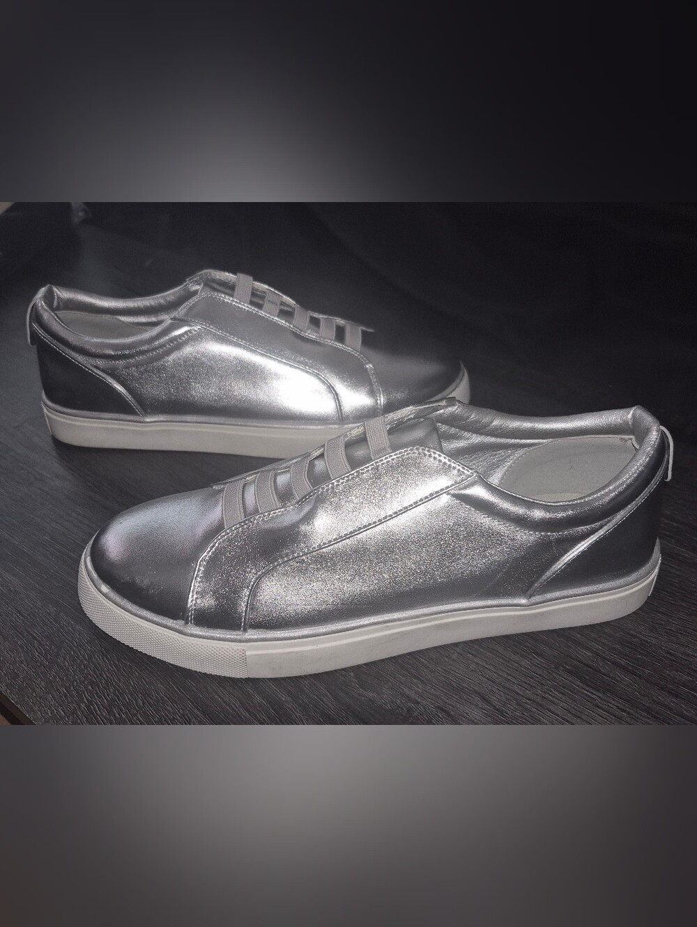 Reaction Kenneth Cole Metallic Silver Slip-On Sneakers